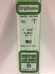 Evergreen 761 Styrene 14" T Profile 0.88mm / .035" (4pcs) - Hobbytech Toys