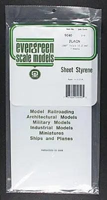 Evergreen 9040 Styrene Plain Sheet 1.0x150x300mm / .040x6x12" (2pcs) Evergreen Styrene SUPPLIES