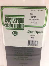 Evergreen Black Styrene Sheets .06X6X12 (1.5Mm) (1) - Hobbytech Toys
