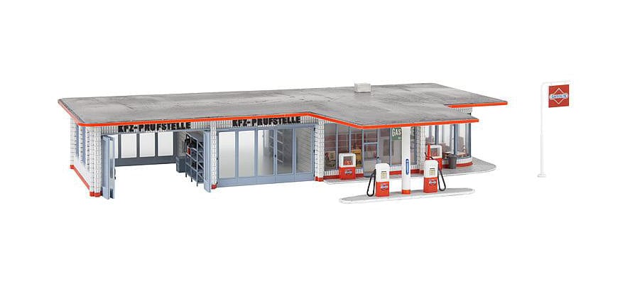 Faller Gmbh HO Brandshof Gas Station - Kit - 11-1/4 x 8-1/4 x 2-1/8in 28.5 _ 21 _ 5.3cm** Faller Gmbh TRAINS - HO/OO SCALE