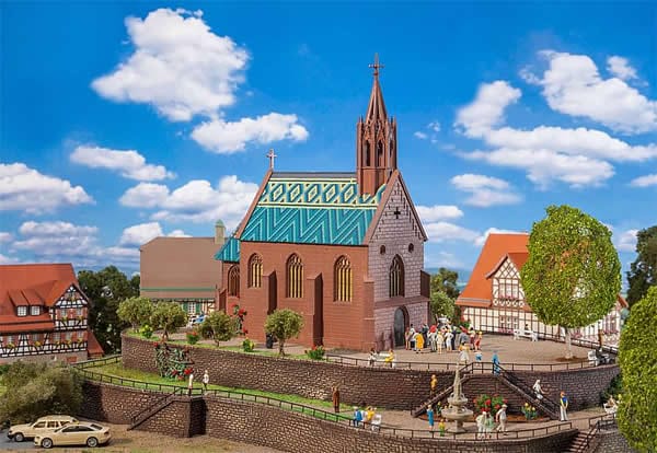 Faller Gmbh HO St. Johann Church - Kit - 8-3/8 4-5/16 x 10-1/4in 21.2 x 10.9 x 26cm Faller Gmbh TRAINS - HO/OO SCALE
