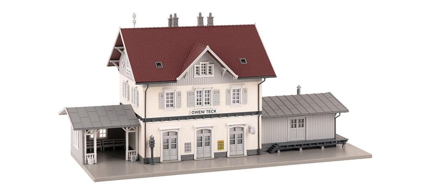 Faller HO Owen Train Station with Outhouse Building - Kit - 30.8 x 14 x 14.2cm - Hobbytech Toys