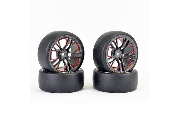 Fastrax 1/10 Drift D1 Tyre & 10 Spoke Wheel Graphite (4pcs) - Hobbytech Toys