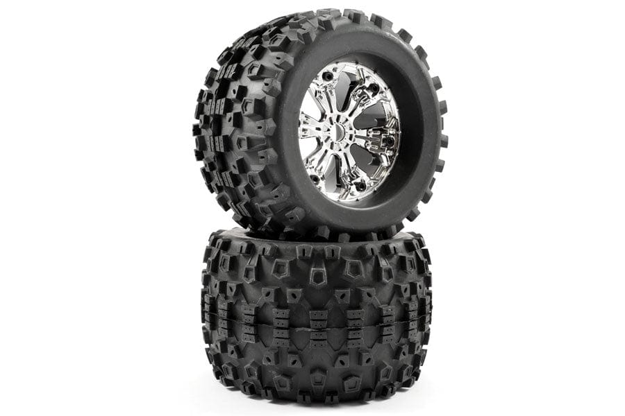 Fastrax 1/8 Mt Stinger Mounted 6-Spoke Chrome 1/2inOffset(2) Fastrax RC CARS - PARTS