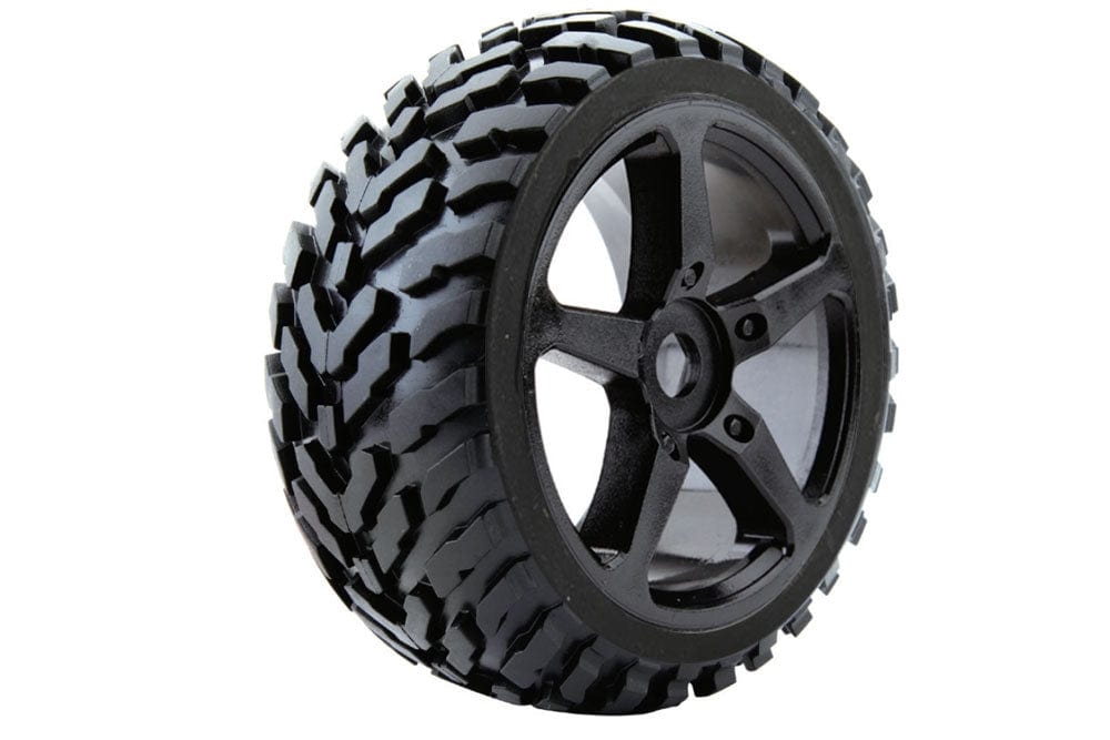 Fastrax 1/8 Truggy Arrow Tyres Mounted On 5-Spoke Black 0 Offset Rims (2pcs) Fastrax RC CARS - PARTS