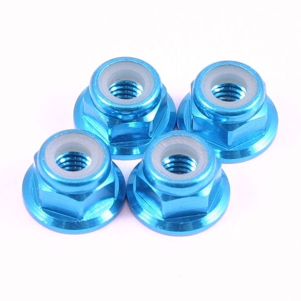 Fastrax M4 Blue Flanged Locknuts (4pcs) Fastrax RC CARS - PARTS