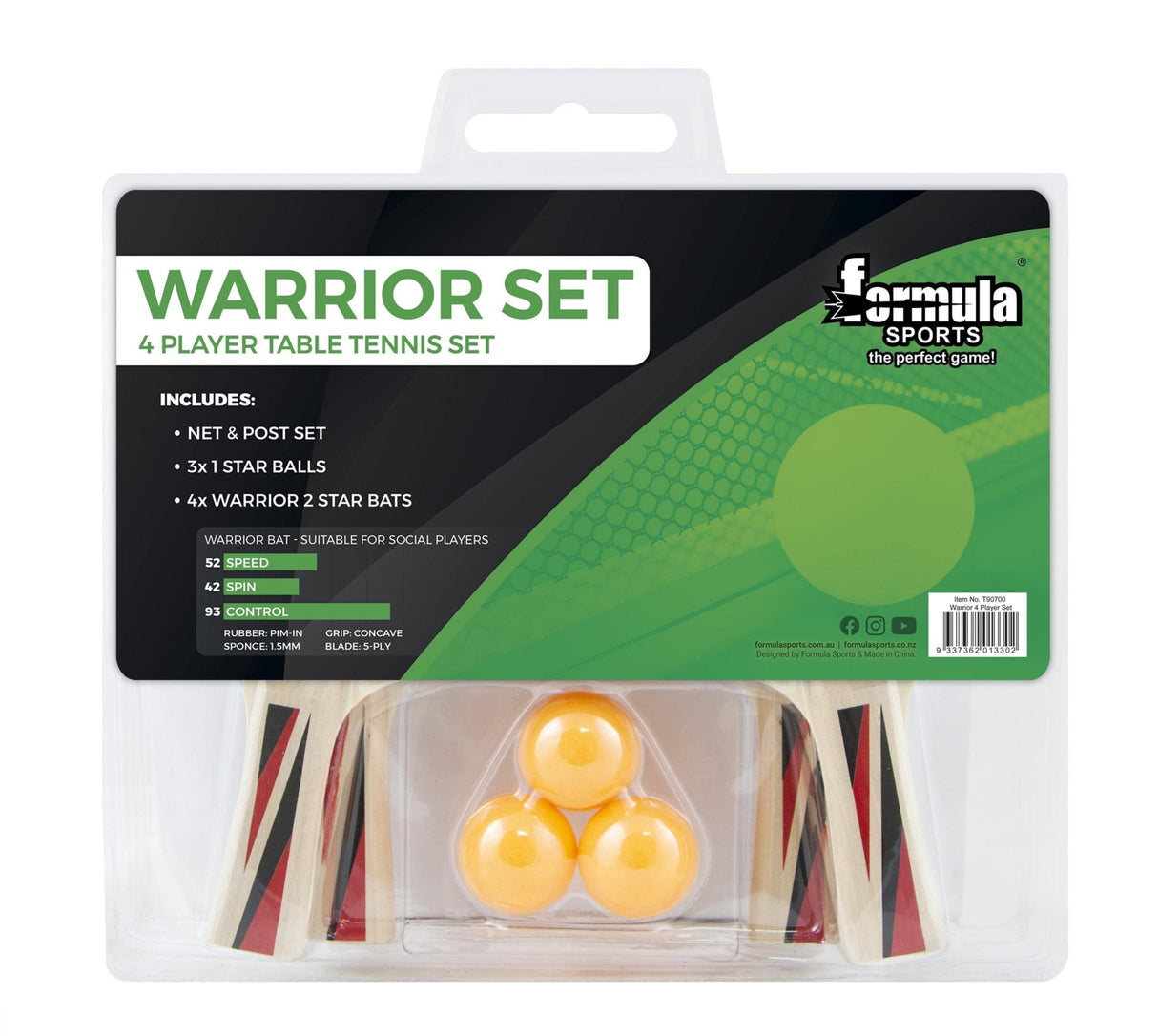 Formula Sports Table Tennis Warrior 4 Player Set - Hobbytech Toys
