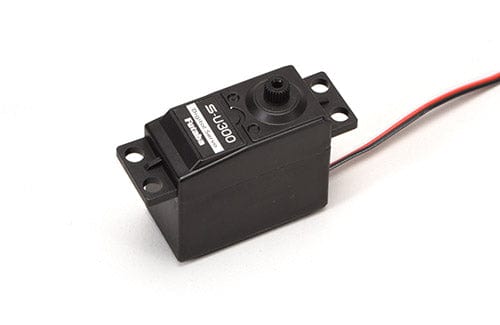 Futaba SU300 digital Sbus standard servo, 4.5 kg torque at 6V, compact black housing with adjustable shaft.