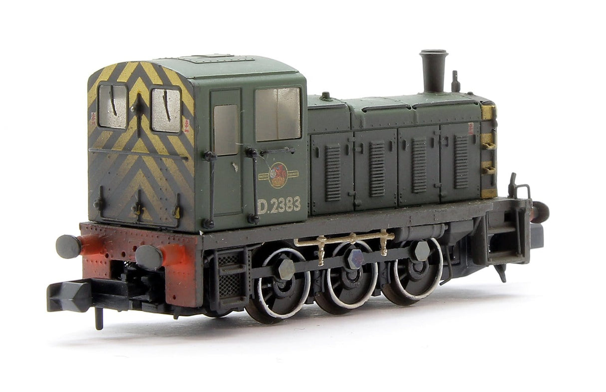 Graham Farish N BR Class 03 D2383 Green Wasp Stripes Diesel Shunter Weathered Graham Farish TRAINS - N SCALE