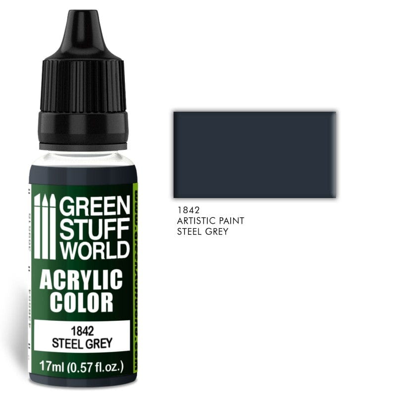 Green Stuff World 1842 Steel Grey Acrylic 17ml Green Stuff World PAINT, BRUSHES & SUPPLIES