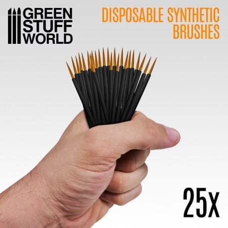 Green Stuff World 25x Disposable Synthetic Brushes Green Stuff World PAINT, BRUSHES & SUPPLIES