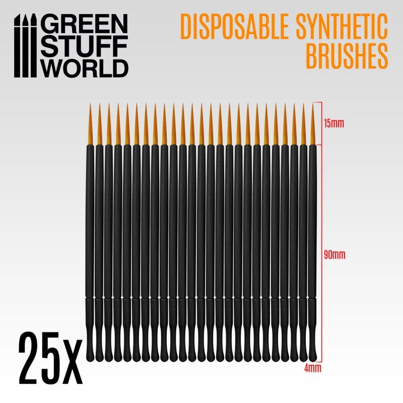 Green Stuff World 25x Disposable Synthetic Brushes Green Stuff World PAINT, BRUSHES & SUPPLIES