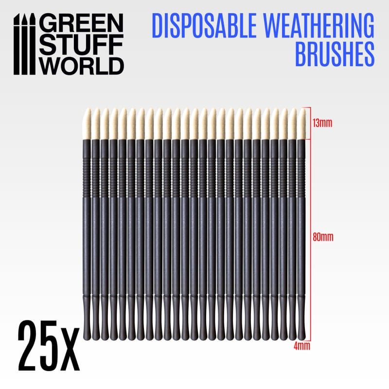 Green Stuff World 25x Disposable Weathering Brushes Green Stuff World PAINT, BRUSHES & SUPPLIES