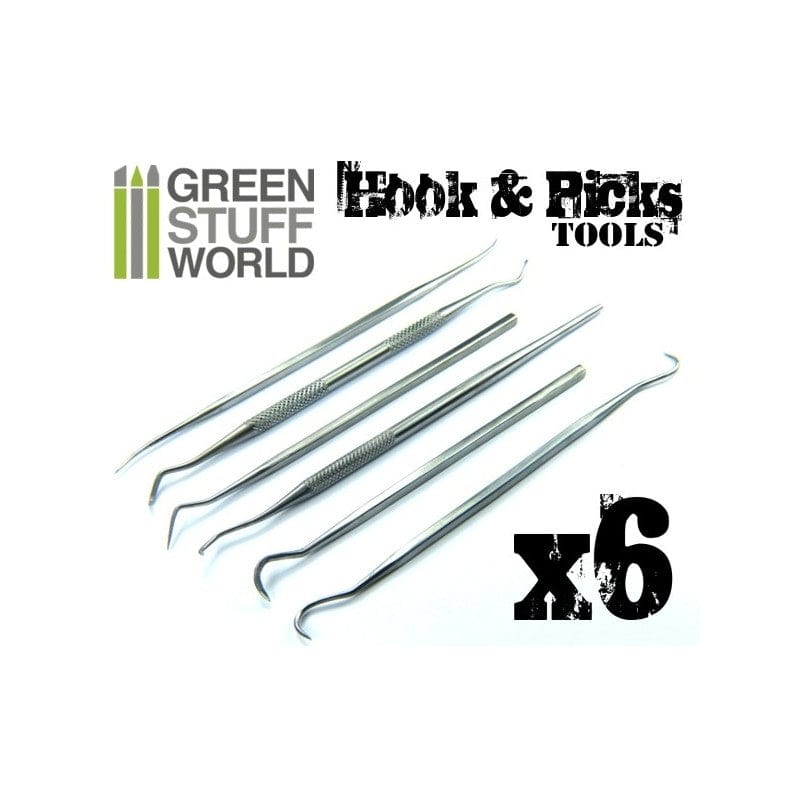 Green Stuff World 6X Hook And Pick Tool Set Green Stuff World PAINT, BRUSHES & SUPPLIES