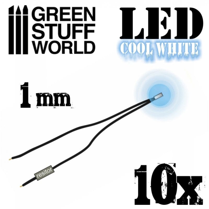 Green Stuff World Cool White Led Lights - 1mm (10pcs) Green Stuff World ELECTRIC ACCESSORIES
