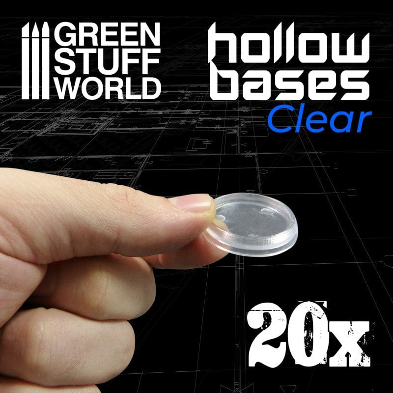 Green Stuff World Hollow Plastic Bases - Transparent 32mm (20pcs) Green Stuff World PLASTIC MODELS