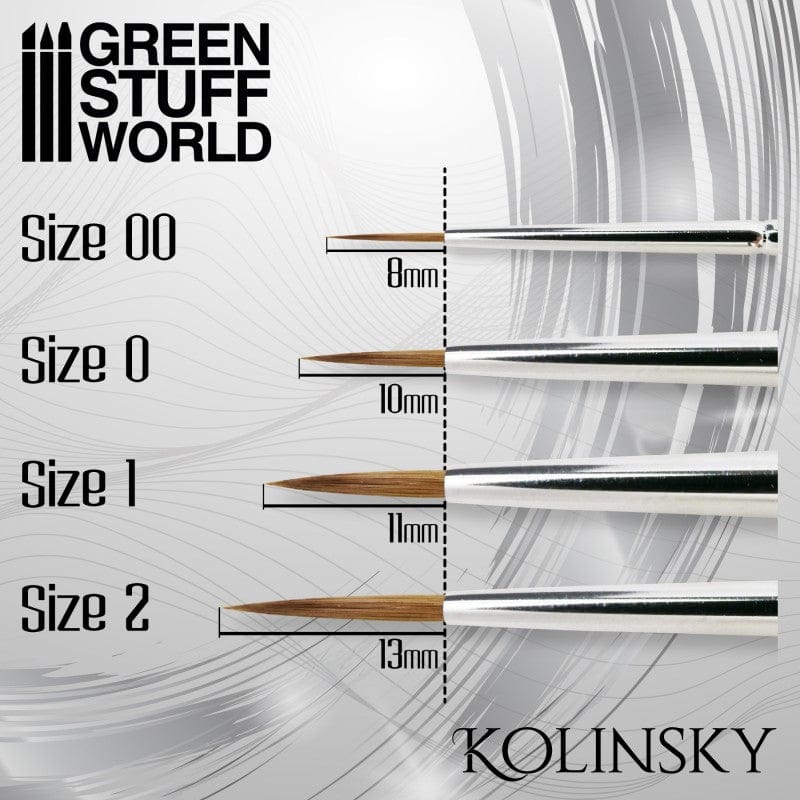 Green Stuff World Kolinsky Brushes - Silver Series 4 Pack - Hobbytech Toys