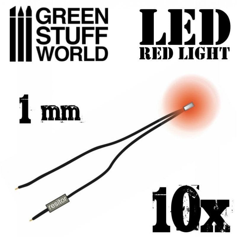 Green Stuff World Red Led Lights - 1mm (10pcs) Green Stuff World PAINT, BRUSHES & SUPPLIES
