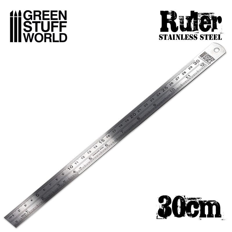 Green Stuff World Stainless Steel Ruler 30cm Green Stuff World PAINT, BRUSHES & SUPPLIES