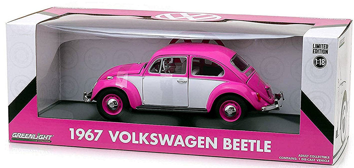 Greenlight 1/18 1967 Volkswagen Beetle Pink/White Greenlight DIE-CAST MODELS