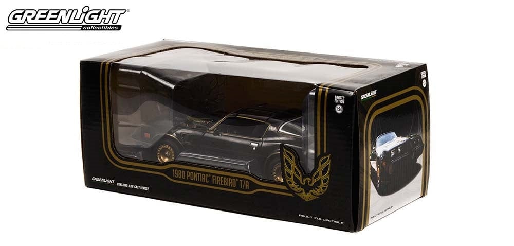 Greenlight 1/24 1980 Pontiac Firebird Trans Am Turbo 4.9L Starlite Black with Golden Eagle Hood - Hobbytech Toys