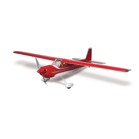 Striking red Hangar 9 Valiant 10cc RC plane, ready for high-flying adventure.