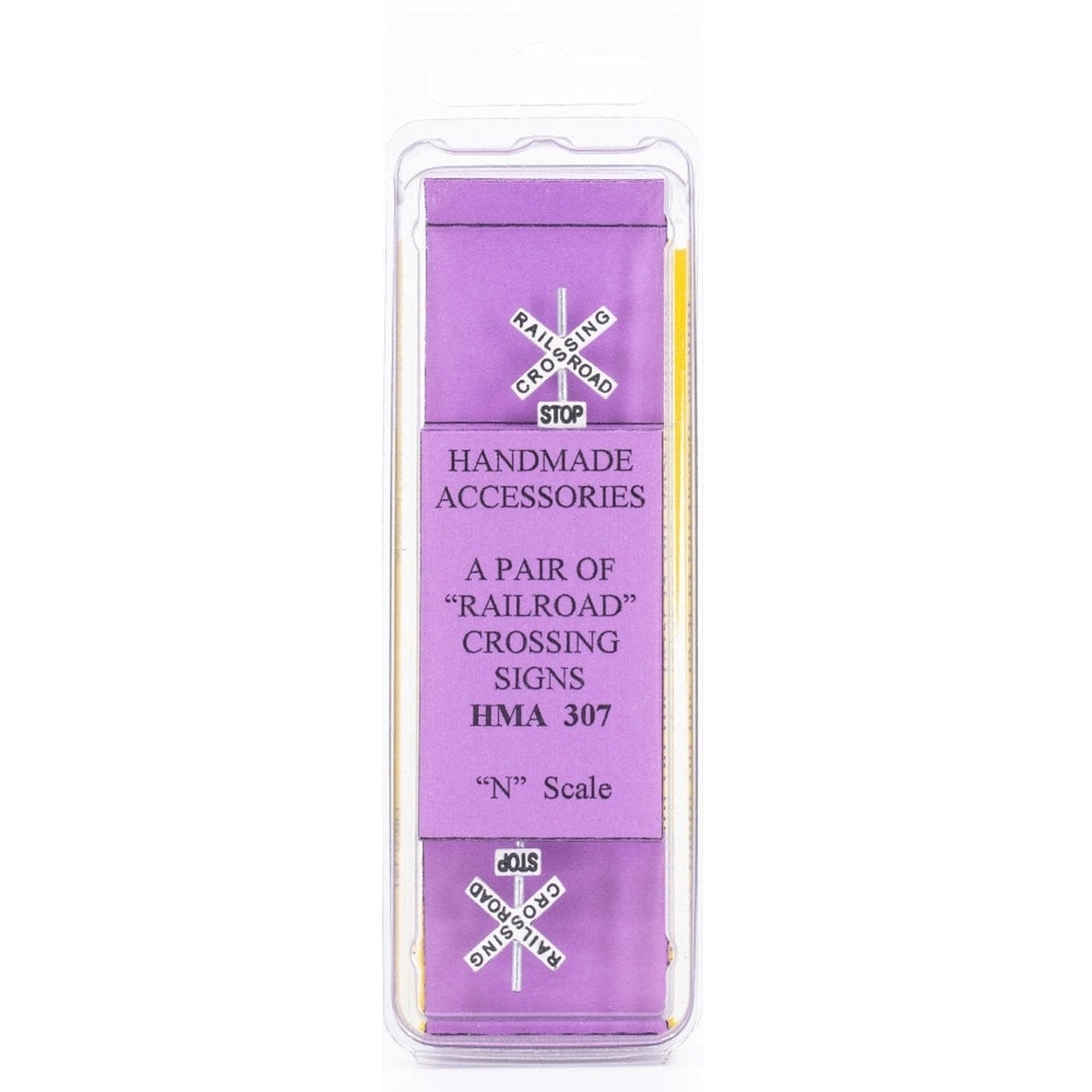 HMA 307 N Crossing Sign 2 Pcs Railroad Hand Made Accessories TRAINS - N SCALE