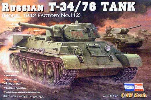 Hobby Boss 1/48 Russian T-34/76 (1942 No.112) Tank Hobby Boss PLASTIC MODELS