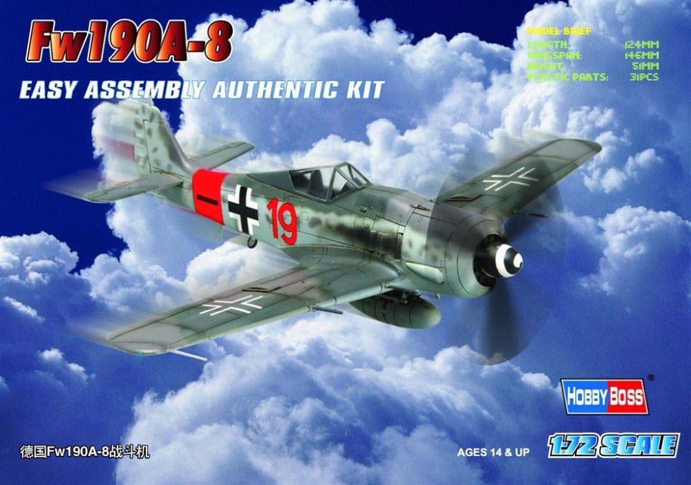 Hobby Boss 1/72 80244 German Fw190A-8 Fighter Hobby Boss PLASTIC MODELS