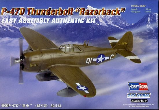 Hobby Boss 1/72 P-47D Thunderbolt Razorback Hobby Boss PLASTIC MODELS