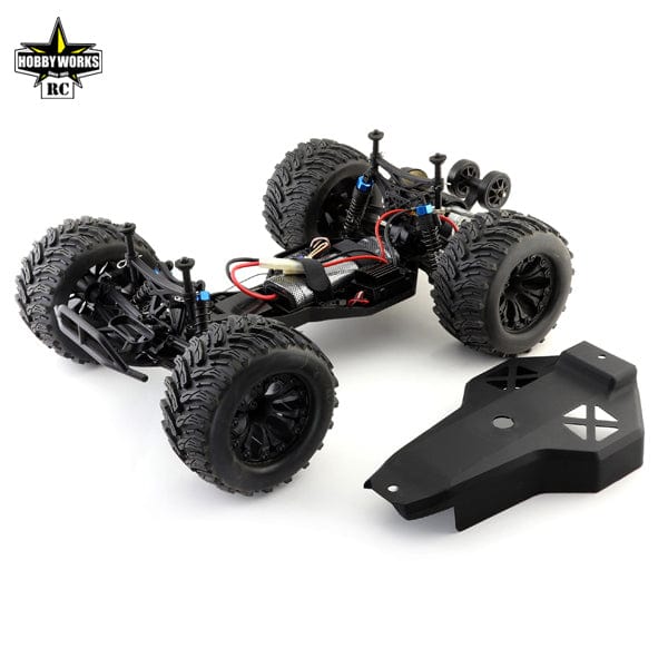 Hobby Works 1/10 Mud Digger V2 2WD Electric Monster Truck RTR Green, featuring large off-road tires, rugged black chassis, and a sleek green body.