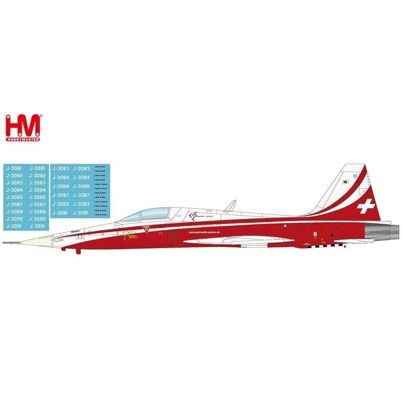 Hobbymaster 1/72 Northrop F-5E Tiger II Patrouille Suisse, Season 2021 (with new pilot names decals) Hobby Master DIE-CAST MODELS