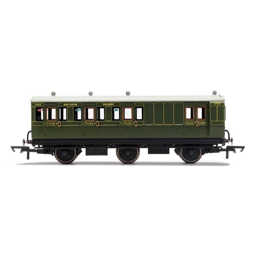 Hornby R40134 OO Scale SR 6 Wheel Coach Brake 3Rd Class Fitted Lights 3750 - Era 3 (2021 Release) Hornby TRAINS - HO/OO SCALE