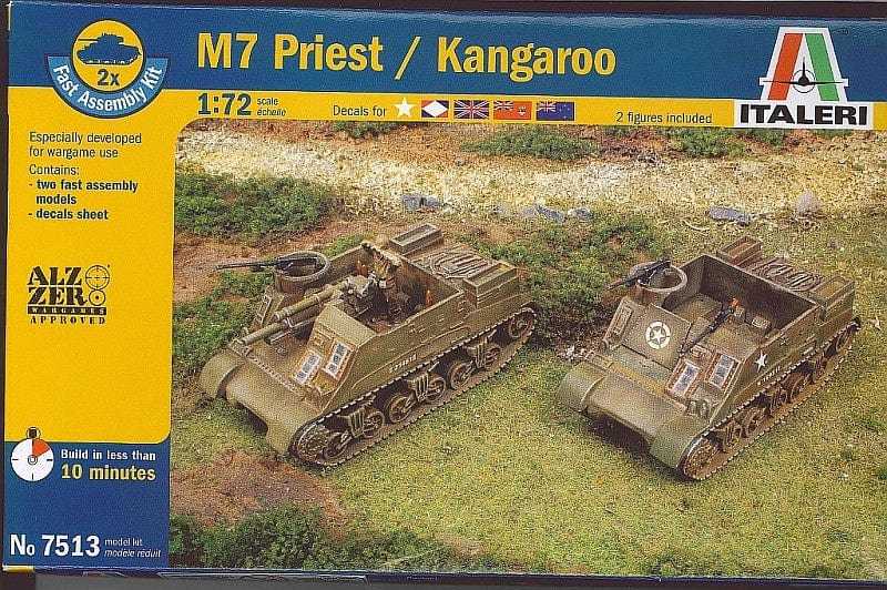 Italeri 1/72 M7 Priest / Kangaroo (2 Fast Assembly Plastic Models) Plastic Model Kit Italeri PLASTIC MODELS