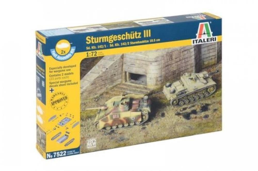 Italeri 1/72 Sd.Kfz.142/1 Stug. Iii Ausf. G (2 Fast Assembly Plastic Models) Plastic Model Kit Italeri PLASTIC MODELS