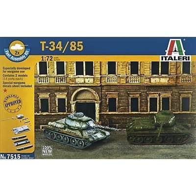 Italeri 1/72 T-34/85 (2 Fast Assembly Plastic Models) Plastic Model Kit Italeri PLASTIC MODELS