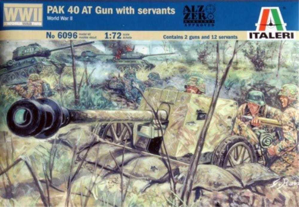 Italeri 1/72 Wwii German Pak40 At Gun & Crew Plastic Model Kit Italeri PLASTIC MODELS