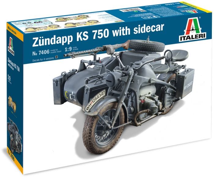 Italeri 1/9 Zundapp KS750 With Sidecar Italeri PLASTIC MODELS