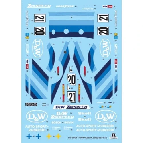 Italeri 3664 1/24 Ford Escort Zakspeed GR 2 Plastic Model Kit - Hobbytech Toys