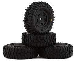 JConcepts SCX24 1.0" Tusk Pre-Mounted Tires w/Glide 5 Wheels (4) (Black) (Gold) - Hobbytech Toys