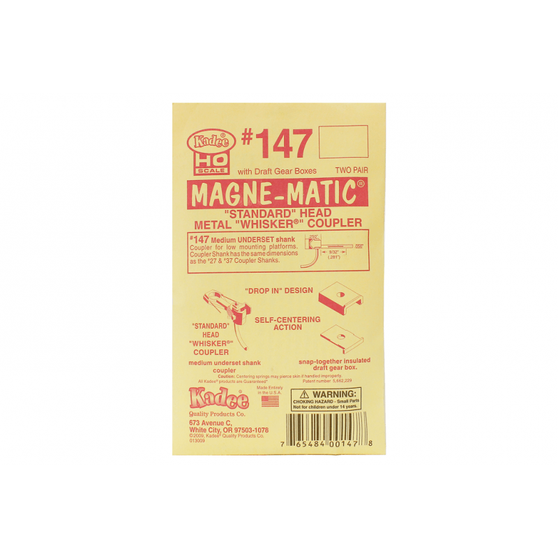 Kadee 147 HO Whisker Coupler, 9/32in Underset (2Pr) Kadee TRAINS - HO/OO SCALE