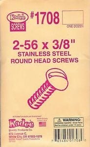 Kadee 1708 Stainless Steel Screws, 2-56 X 3/8in (12) Kadee TRAINS - HO/OO SCALE