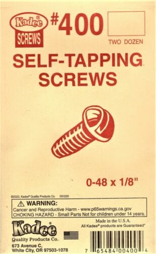 Kadee 400 HO 0-48 1/8in Self Tapping Screws - Hobbytech Toys