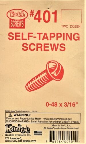 Kadee 401 0-48 x 3/16in Self-Tapping Screws - Hobbytech Toys