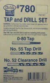Kadee 780 Tap & Drill Set - 0-80 Tap, #52 & 55 Drills - Hobbytech Toys