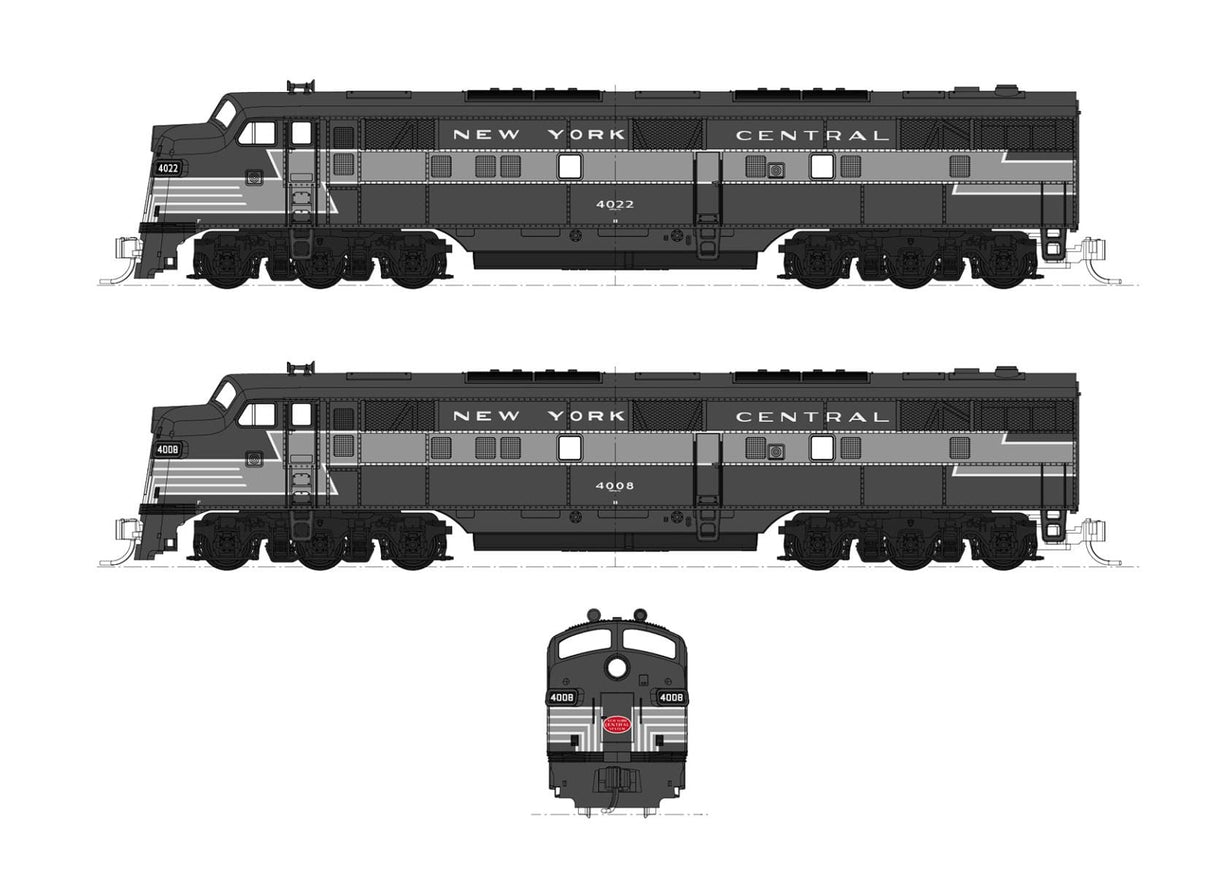 Kato 1060440DCC N EMD E7A 2-Unit Set New York Central #4008, 4022 - DCC Kato TRAINS - N SCALE