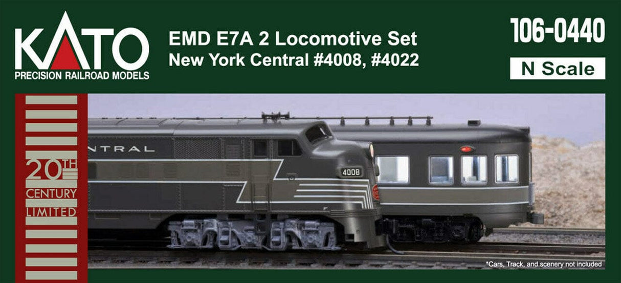 Kato 1060440DCC N EMD E7A 2-Unit Set New York Central #4008, 4022 - DCC Kato TRAINS - N SCALE