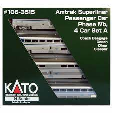 Kato 1063515 N Amtrak Superliner 4-Car Set Phase IVb Set A Kato TRAINS - N SCALE