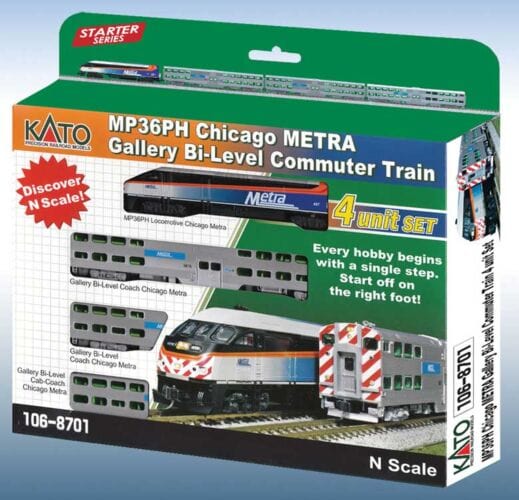 Kato 1068701 N Chicago Metra Bi-Level Commuter Train-Only Set - DC Kato TRAINS - N SCALE