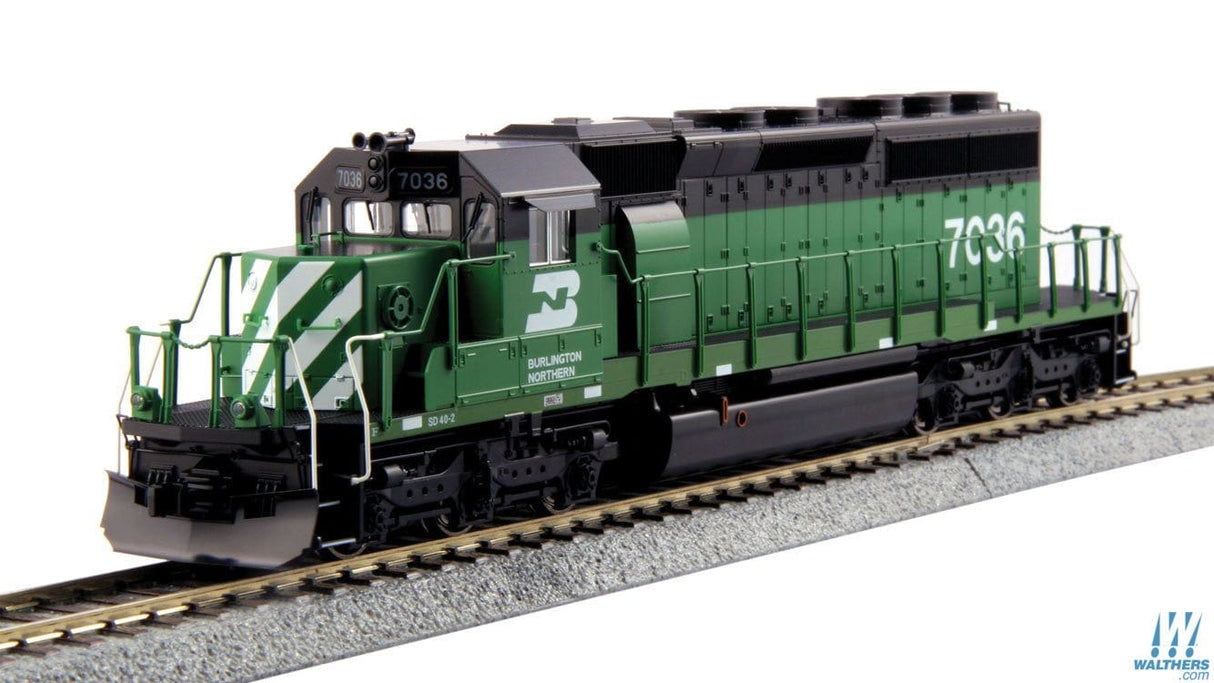 Kato HO EMD SD40-2 Mid-Production - DCC - Burlington Northern 7036 (Cascade Green, white, black) Kato TRAINS - HO/OO SCALE